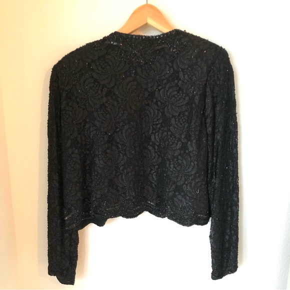 Vintage Brilliante by J.A. Sequins Beaded Lace Black Jacket, Women’s PL, Formal - Picture 6 of 16